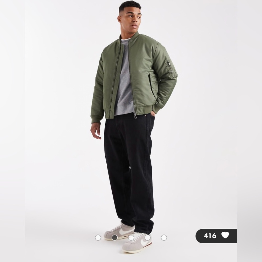 EZ Streetwear | MA-1 Reversible Nylon Flight Jacket | Sage/Orange | XL | Flaw 🕦